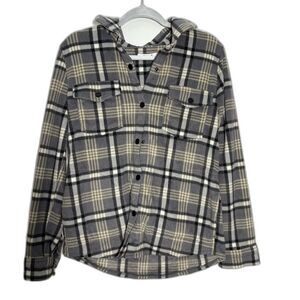Plaid mens flannel in Gray and Cream